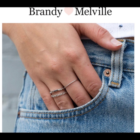 Brandy Melville Set of three unique silver tone Ring bands - Picture 9 of 10